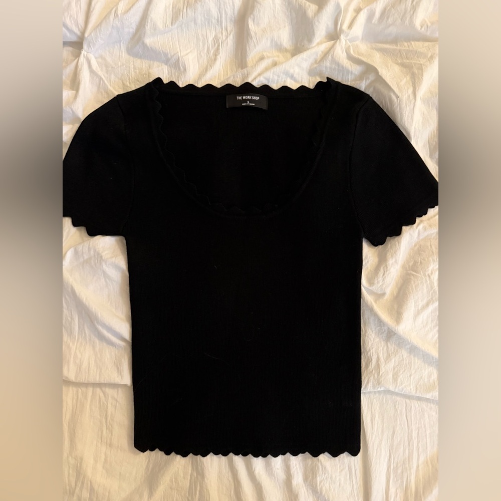 Black Scallop Trim Top